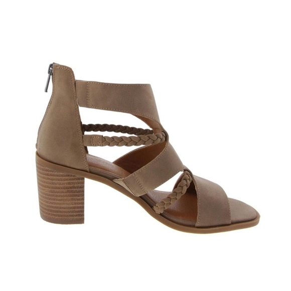 Lucky Brand Strappy Braided Caged Block Heels Sandals 9.5 M TAUPE - Picture 4 of 14